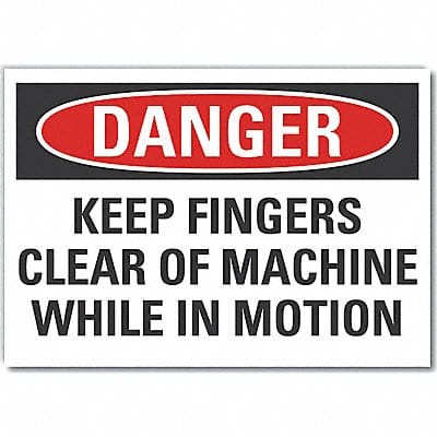 Keep Hands Clear Danger RflctvLbl 7x10in