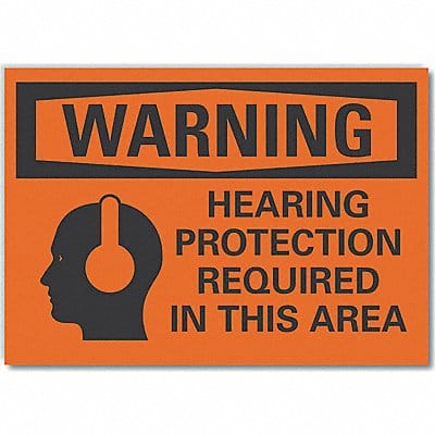 Hearing Warning Rflctv Label 5inx7in