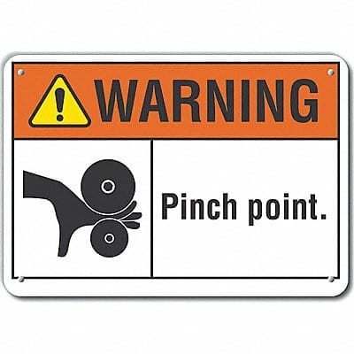 Pinch Point Warning Sign 10inx14in Alum
