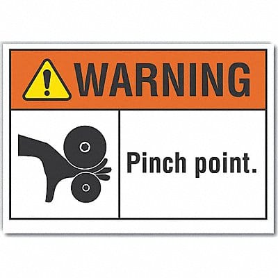 Pinch Point Warning Label 7x10in Polyest