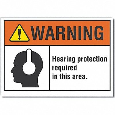 Hearing Warning Label 3.5x5in Polyester