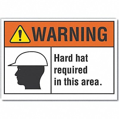 Hard Hat Warning Rflct Label 5inx7in