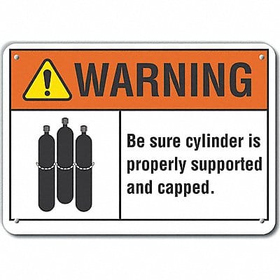 Rflct Cylinder Handling Warn Sign 7x10in