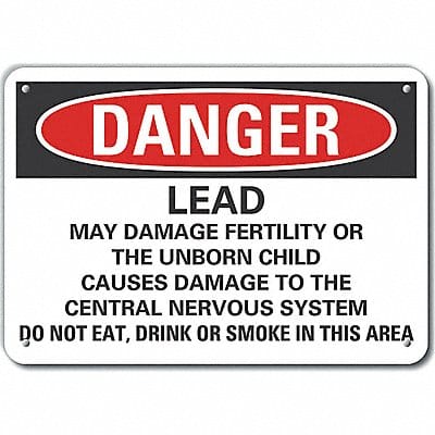 Lead Hazard Danger Sign 10inx14in Alum