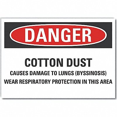 Cotton Dust Danger Rflct Lbl 3.5inx5in