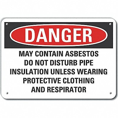 Rflct Asbestos Danger Sign 7x10in Alum