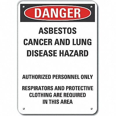 Alum Asbestos Danger Sign 14x10in Alum