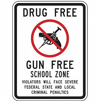 Reflective Drug Free Sign 18x12in Alumin