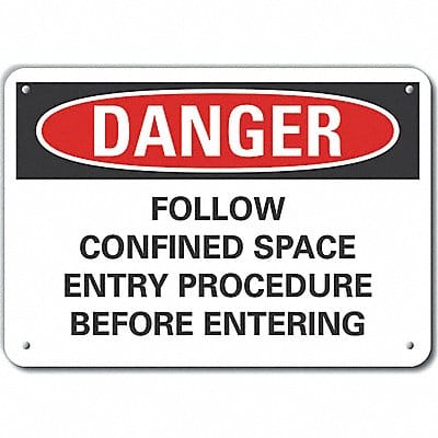Confined Space Danger Sign 10x14in Alum