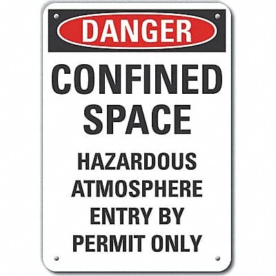 Rflct Confined Space Danger Sign 10x7in