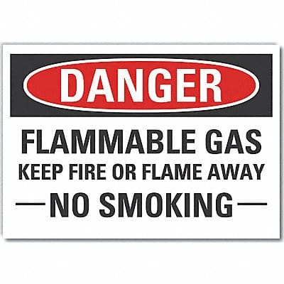 Flammable Gas Danger Rflctv Label 7x10in Flammable Gas Danger Rflctv Label 7x10in