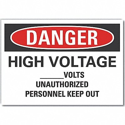 High Voltage Danger Rflctv Labl 7inx10in
