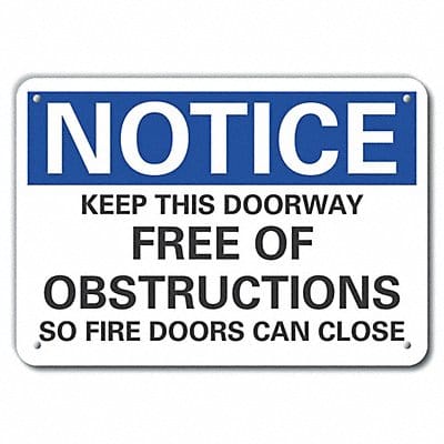 Plstc Door Instructn Notice Sign 10x14in