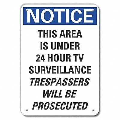 Plastic Surveillance Notice Sign 10x7in