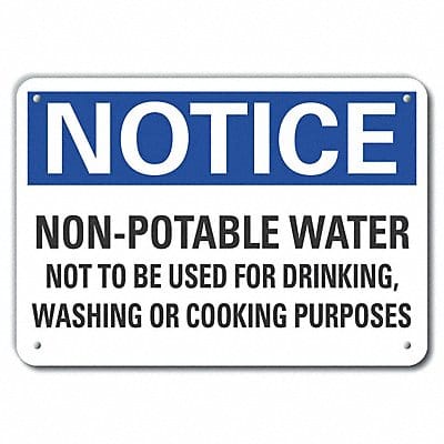 Potable Water Notice Sign 10x14in Plstc