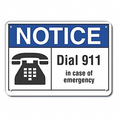 Plastic Emergency Notice Sign 10x14in