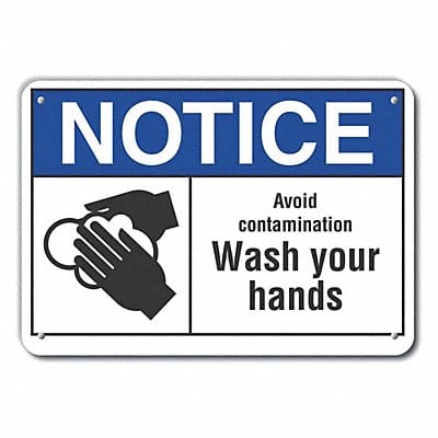 Plastic Wash Hands Notice Sign 10x14in