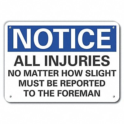 Accident Reporting Notice Sign 10x14in