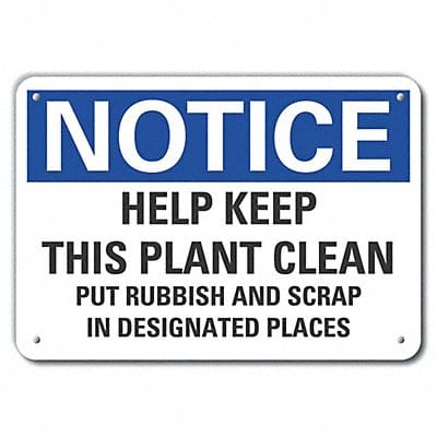 Aluminum Cleaning Notice Sign 10x14in