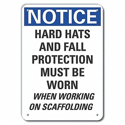 Rflct Hard Hat Notice Sign 10x7in Alum