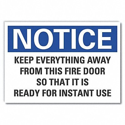 Fire Door Notice Reflective Label 5x7in
