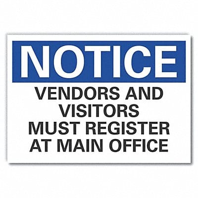 Visitors Notice Label 7x10in Polyester