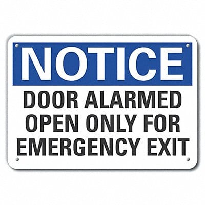 Alum Door Instruction Notice Sign 7x10in