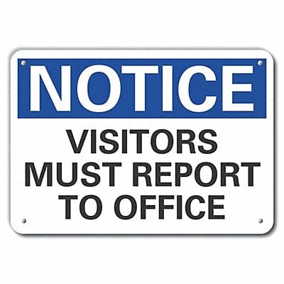 Rflctv Visitors Notice Sign 10x14in Alum
