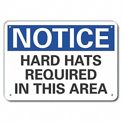 Rflctv Hard Hat Notice Sign 10x14in Alum