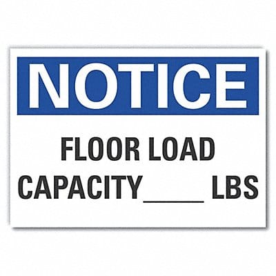 Floor Load Notice Lbl 10x14in Polyester