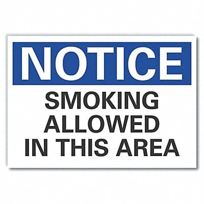 Smoking Area Notice Lbl 3.5x5in Polyest
