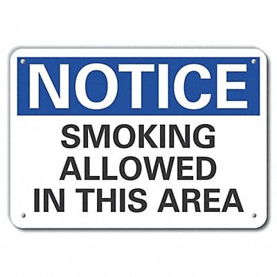 Rflct Smoking Area Notice Sign 7x10in