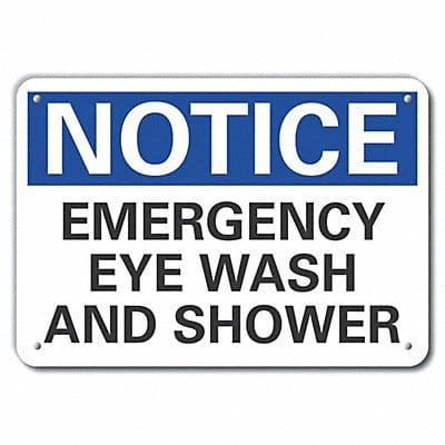 Alum Eye Wash/Shower Notice Sign 10x14in