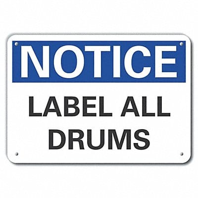 Rflct Drums Notice Sign 10x14in Alum
