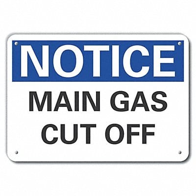 Rflctive Gas Cut Off Notice Sign 7x10in
