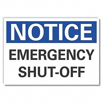 Emergency Shut Off Notice Label 10x14in