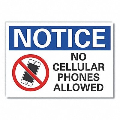 No Phone Notice Label 3 1/2x5in Polyest