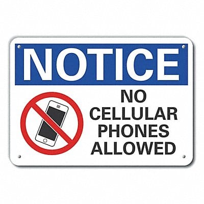 Rflctv No Phone Notice Sign 7x10in Alum