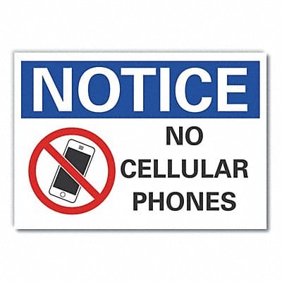 No Phone Notice Reflective Label 7x10in