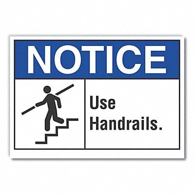 Handrail Notice Label 5inx7in Polyester