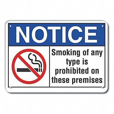 Rflct No Smoking Notice Sign 7x10in Alum