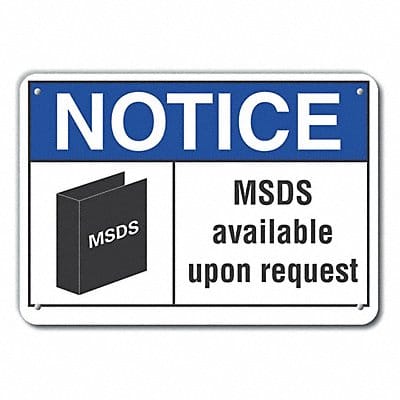 Rflct Msds Info Notice Sign 7x10in Alum