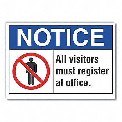 Visitors Notice Rflctv Label 10x14in