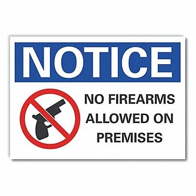 No Weapons Notice Rflctive Label 7x10in