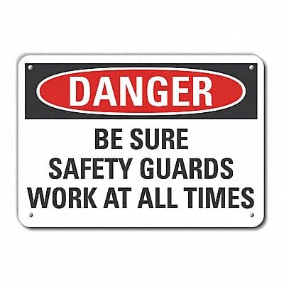 Rflct Safety Guards Danger Sign 10x14in