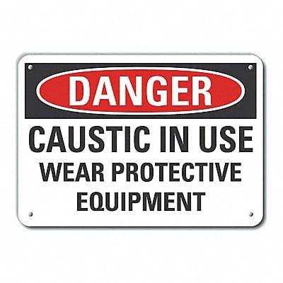 Rflct Caustic Danger Sign 10x14in Alum