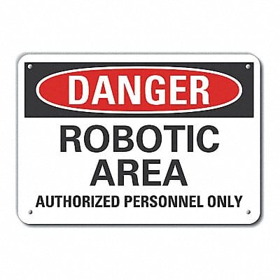 Rflct Robot Area Danger Sign 7x10in Alum
