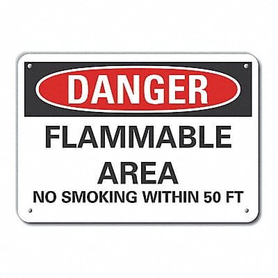 Rflctv Flam Area Danger Sign 10x14in Alu