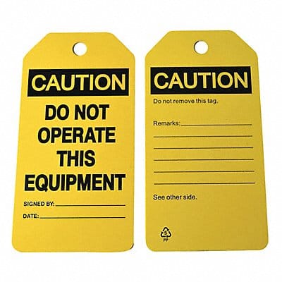 Caution Tag 5 3/4in H 3in W Polyprop PK6
