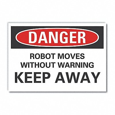 Robot Area Danger Rflct Label 10inx14in